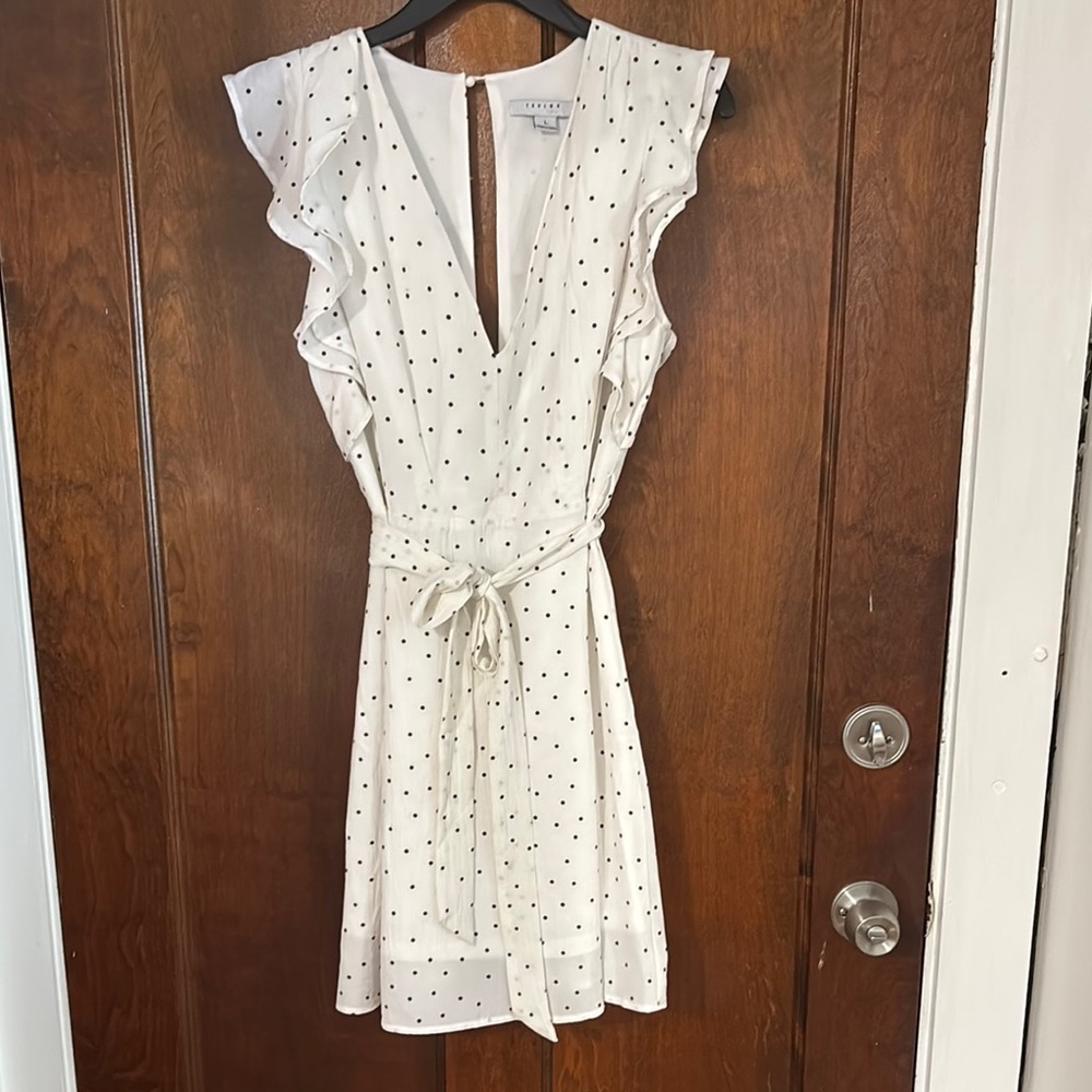 Theory White Cream Sundress with Flutter Cap Sleeves